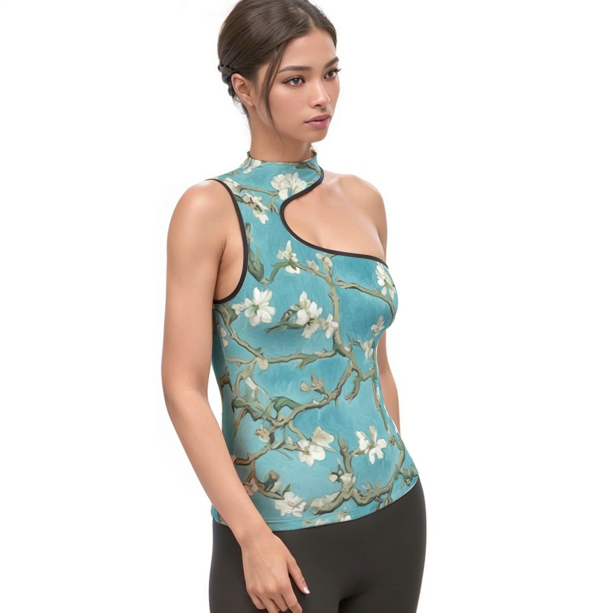 All-Over Print Women's Halter Sleeveless Asymmetrical Tank Top