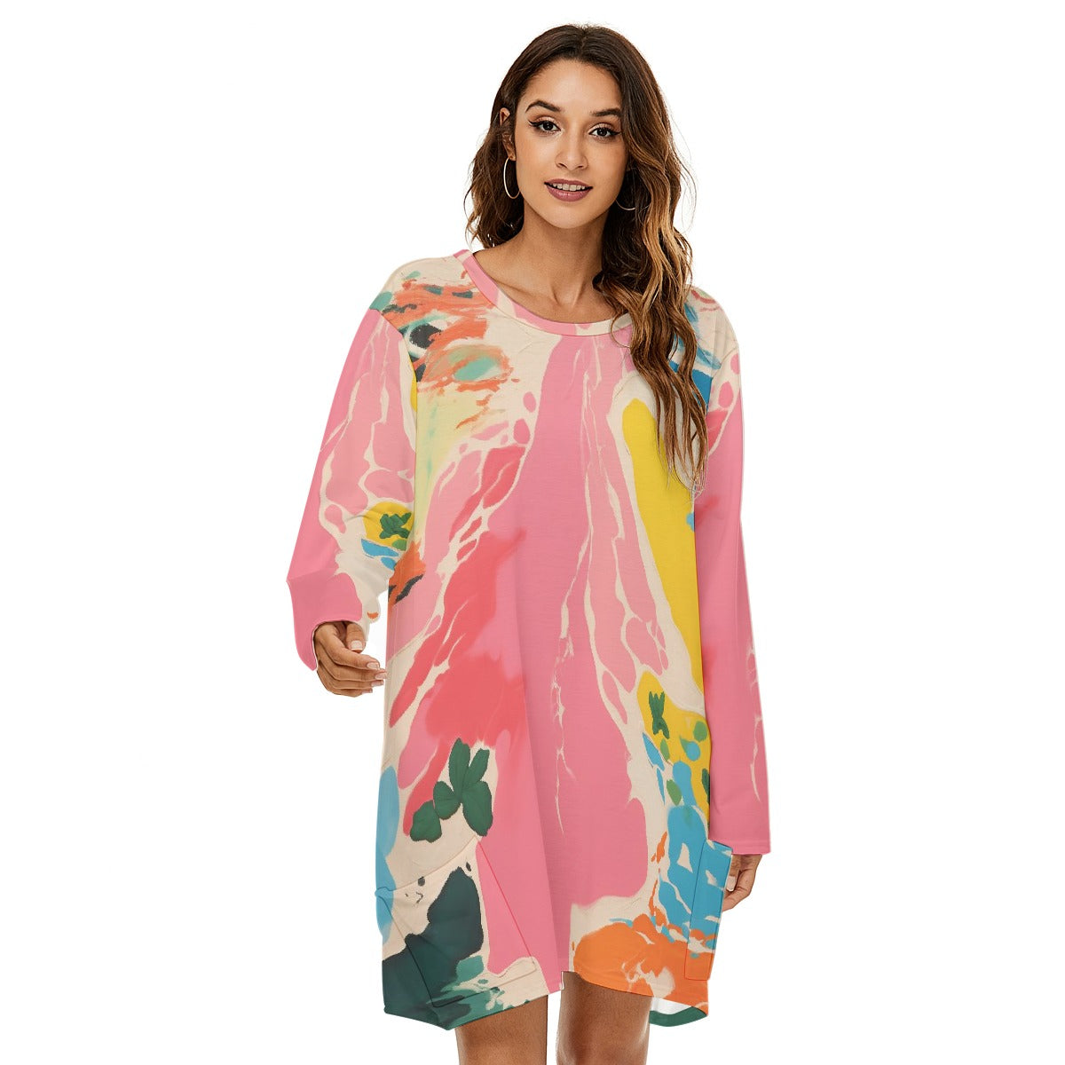All-Over Print  Women's Loose Crew Neck Dress