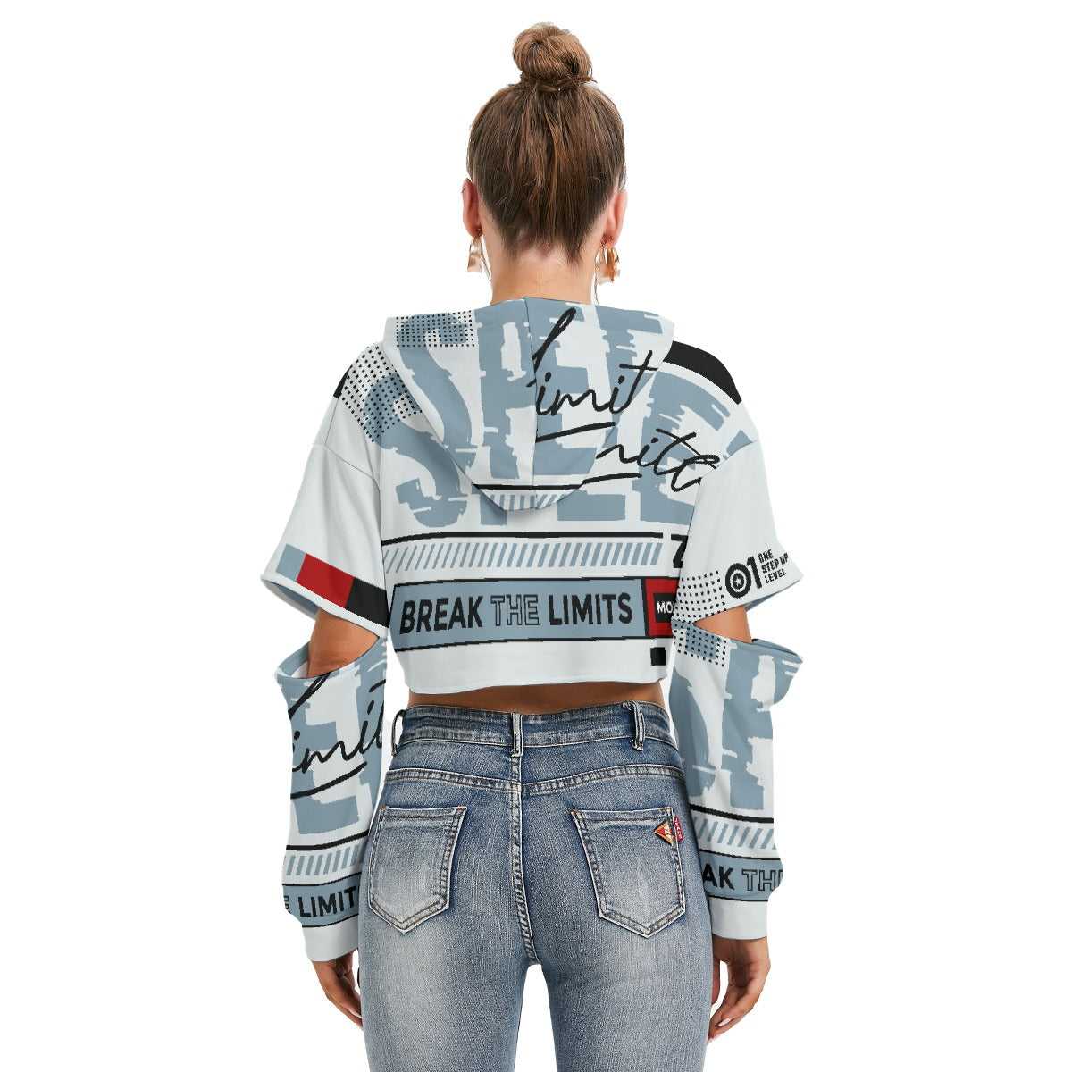 All-Over Print Women's Heavy Fleece Hoodie With Hollow Out Sleeve