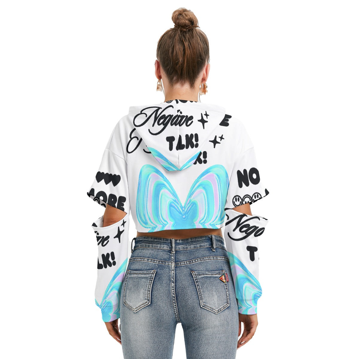 All-Over Print Women's Heavy Fleece Hoodie With Hollow Out Sleeve