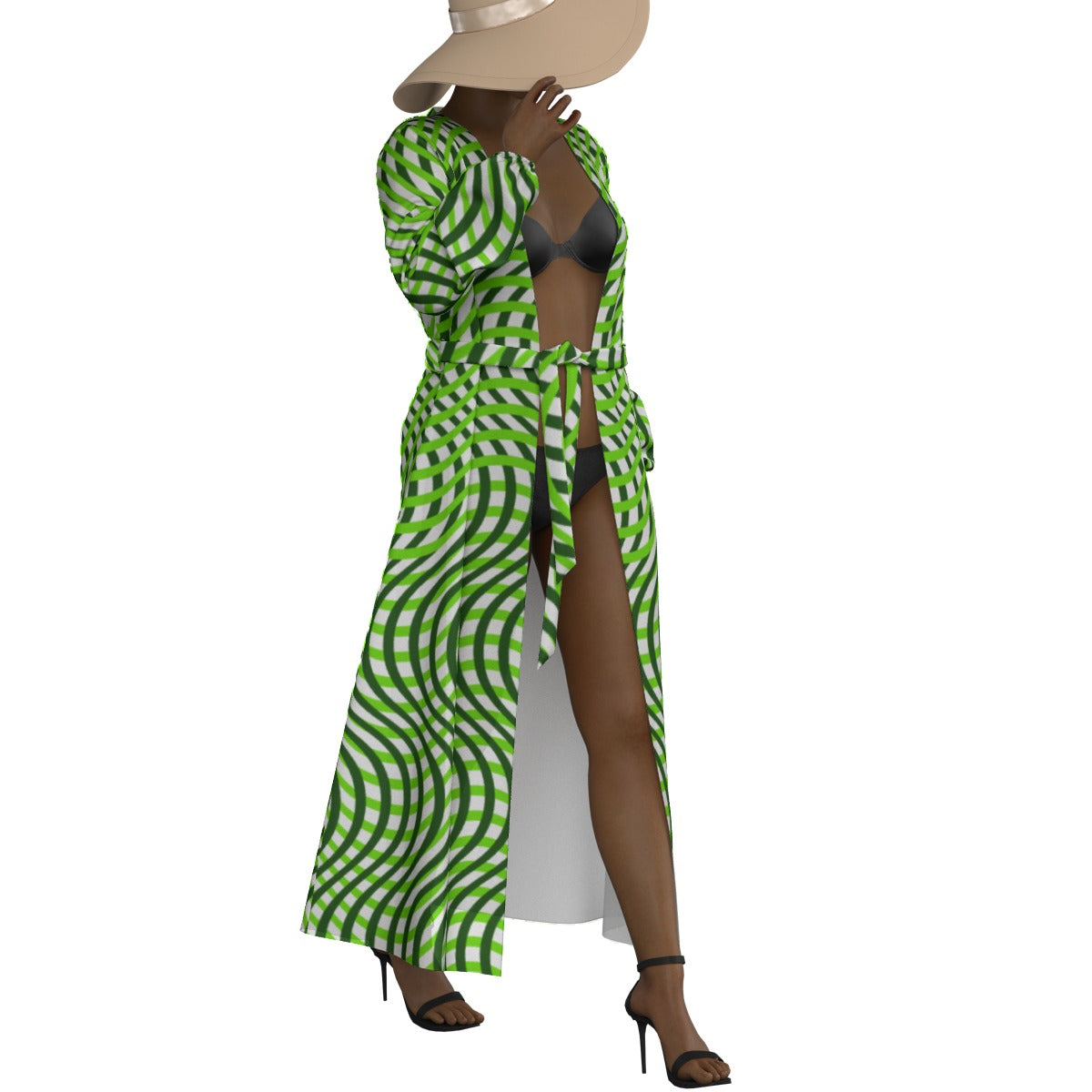 All-Over Print Women's Lace-up Chiffon Robe