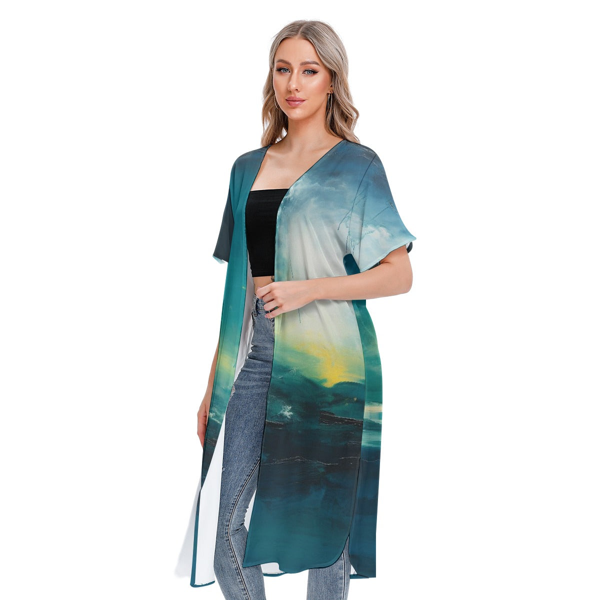 All-Over Print Women's Short Sleeve Cardigan