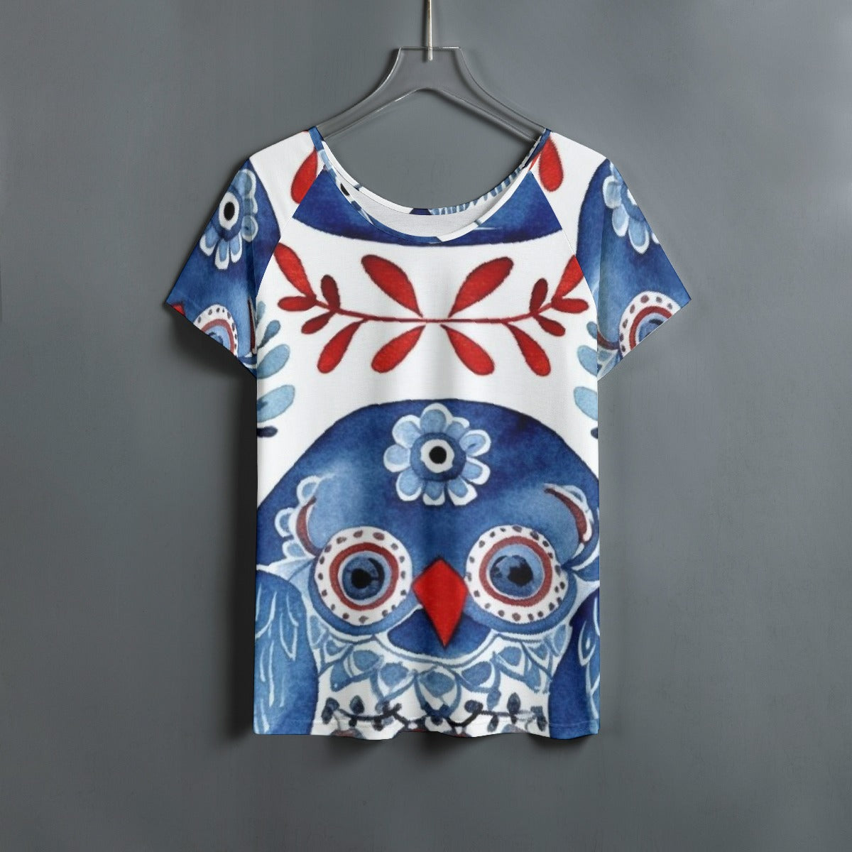 All-Over Print Women's Round Neck T-shirt With Raglan Sleeve