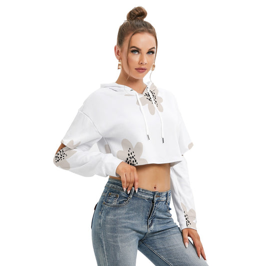 All-Over Print Women's Heavy Fleece Hoodie With Hollow Out Sleeve