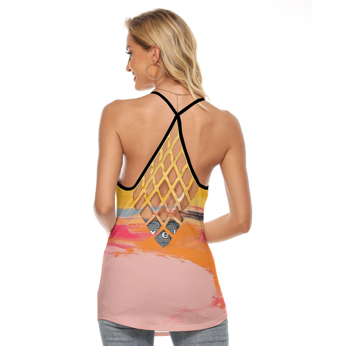 All-Over Print Women's Criss-Cross Open Back Tank Top