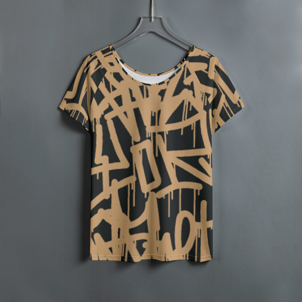 All-Over Print Women's Round Neck T-shirt With Raglan Sleeve