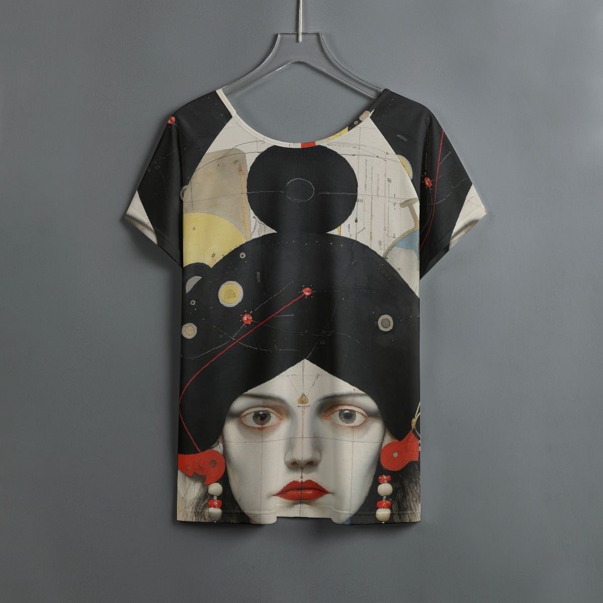 All-Over Print Women's Round Neck T-shirt With Raglan Sleeve