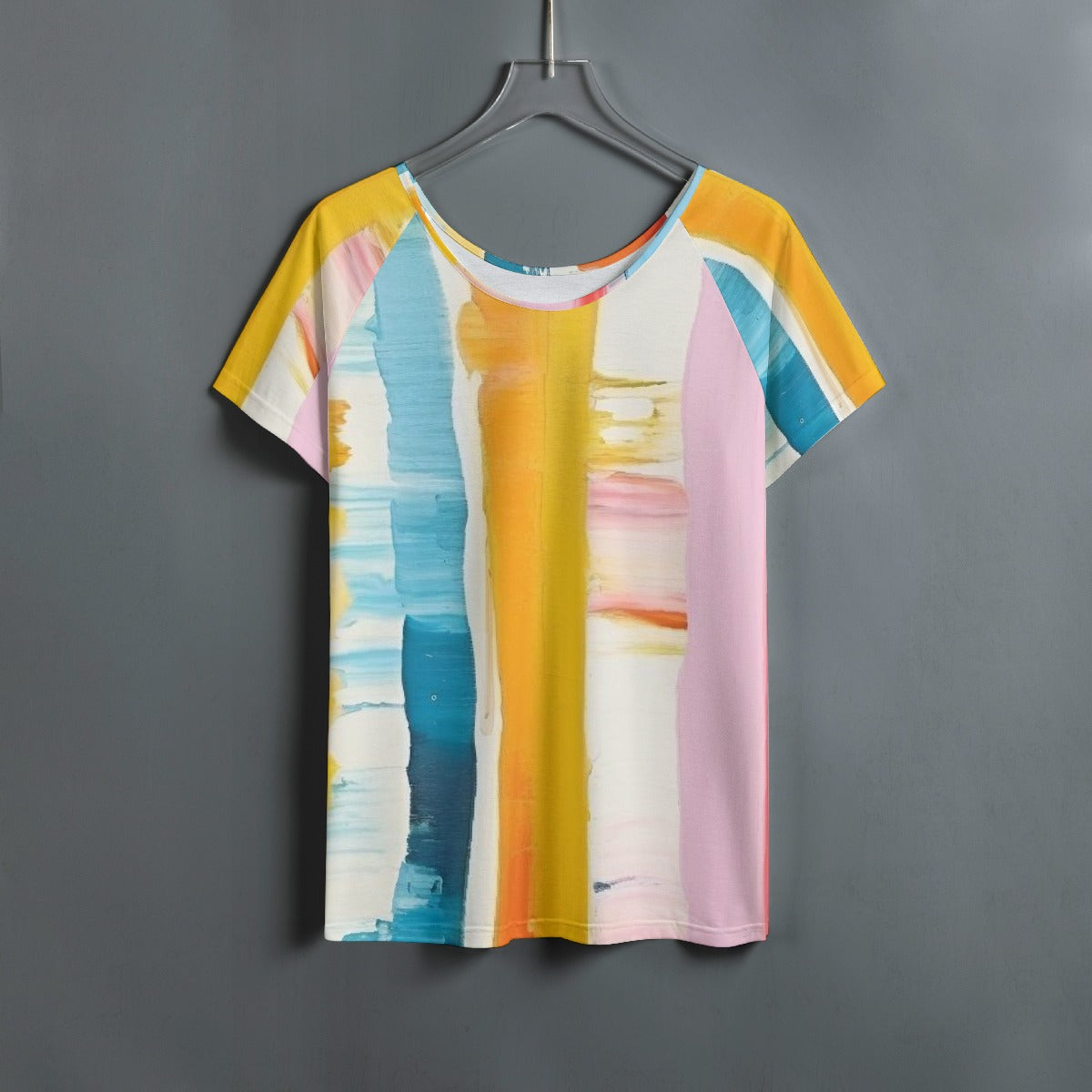 All-Over Print Women's Round Neck T-shirt With Raglan Sleeve