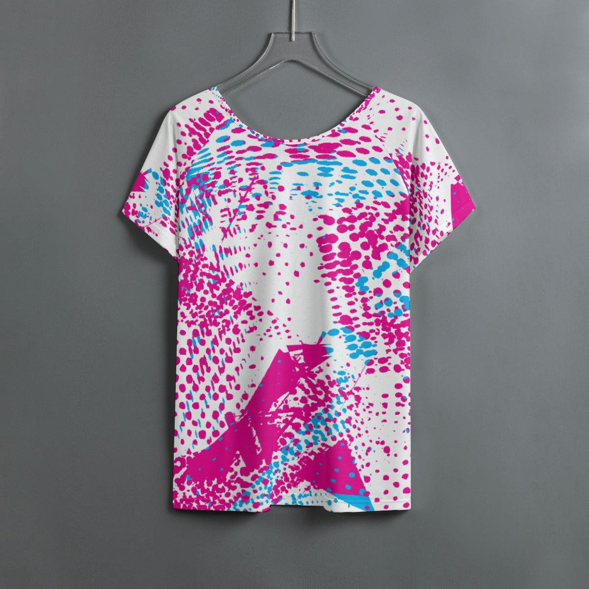 All-Over Print Women's Round Neck T-shirt With Raglan Sleeve