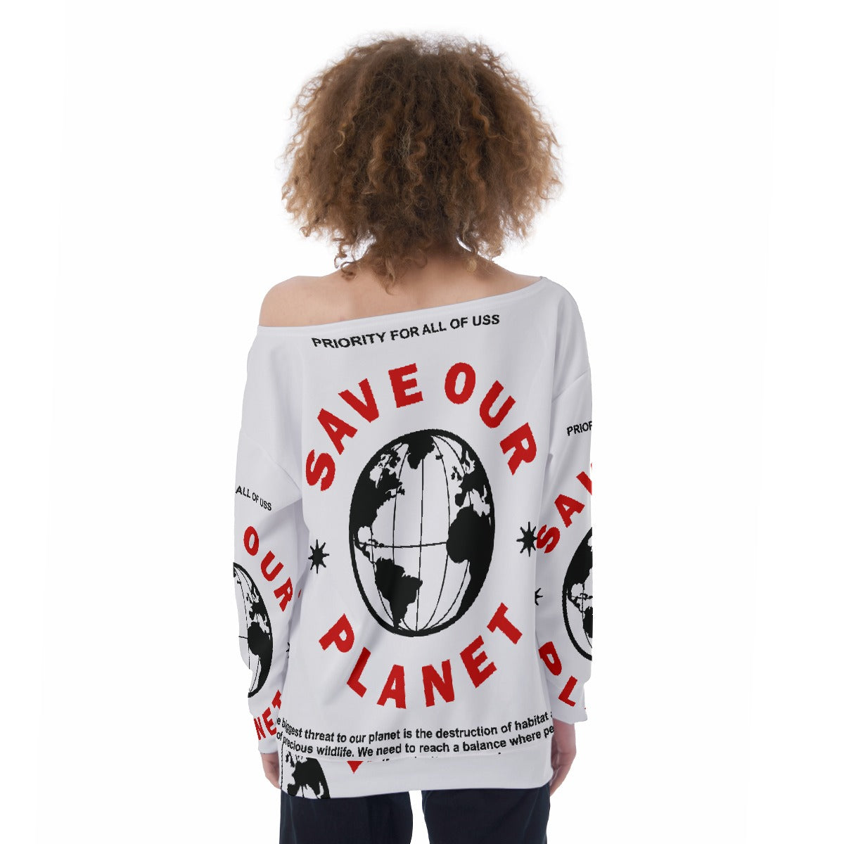 All-Over Print Oversized Women's Off-Shoulder Sweatshirt