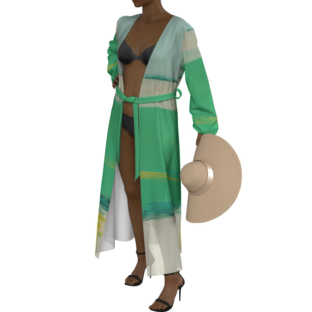 All-Over Print Women's Lace-up Chiffon Robe