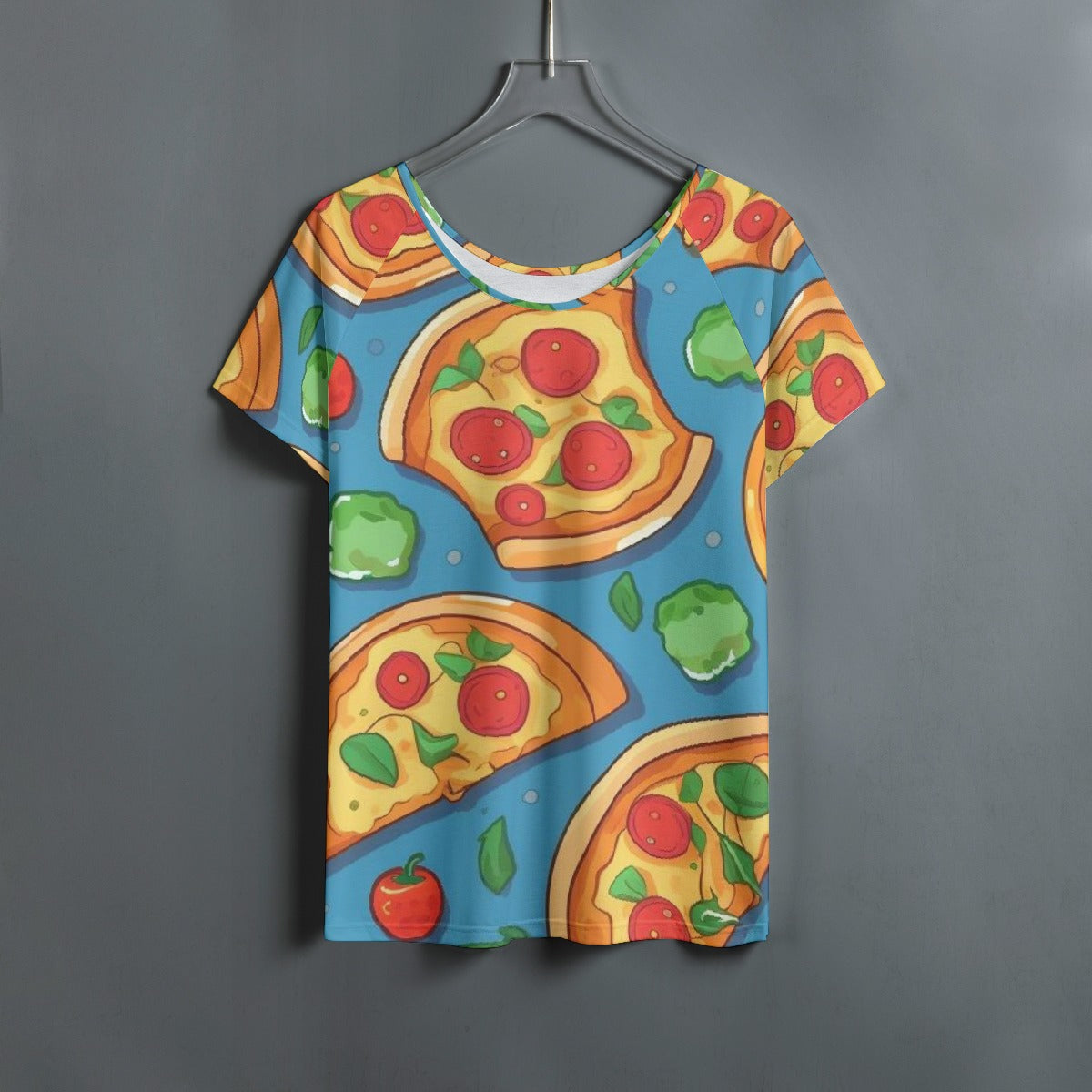 All-Over Print Women's Round Neck T-shirt With Raglan Sleeve