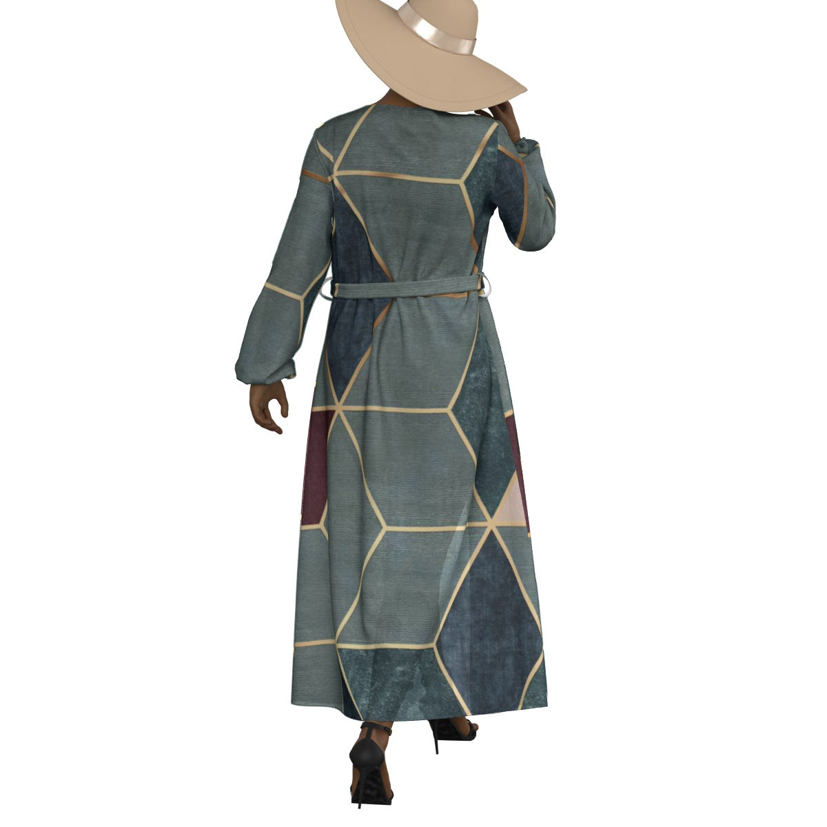 All-Over Print Women's Lace-up Chiffon Robe