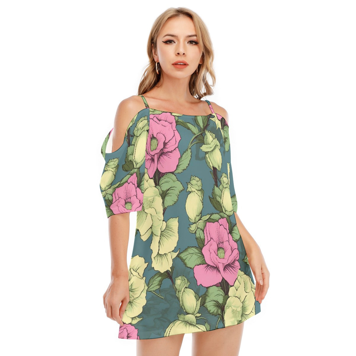 All-Over Print Women's Off-shoulder Cami Dress