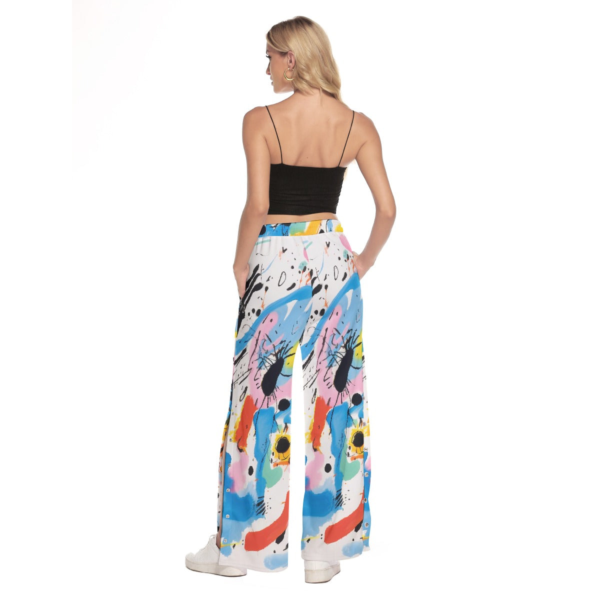 All-Over Print Women's Side Slit Snap Button Trousers