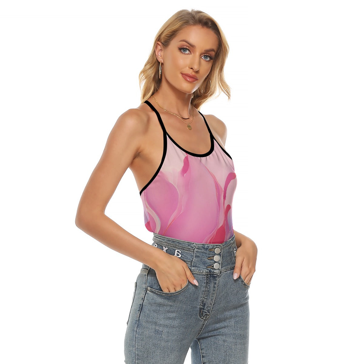 All-Over Print Women's Criss-Cross Open Back Tank Top