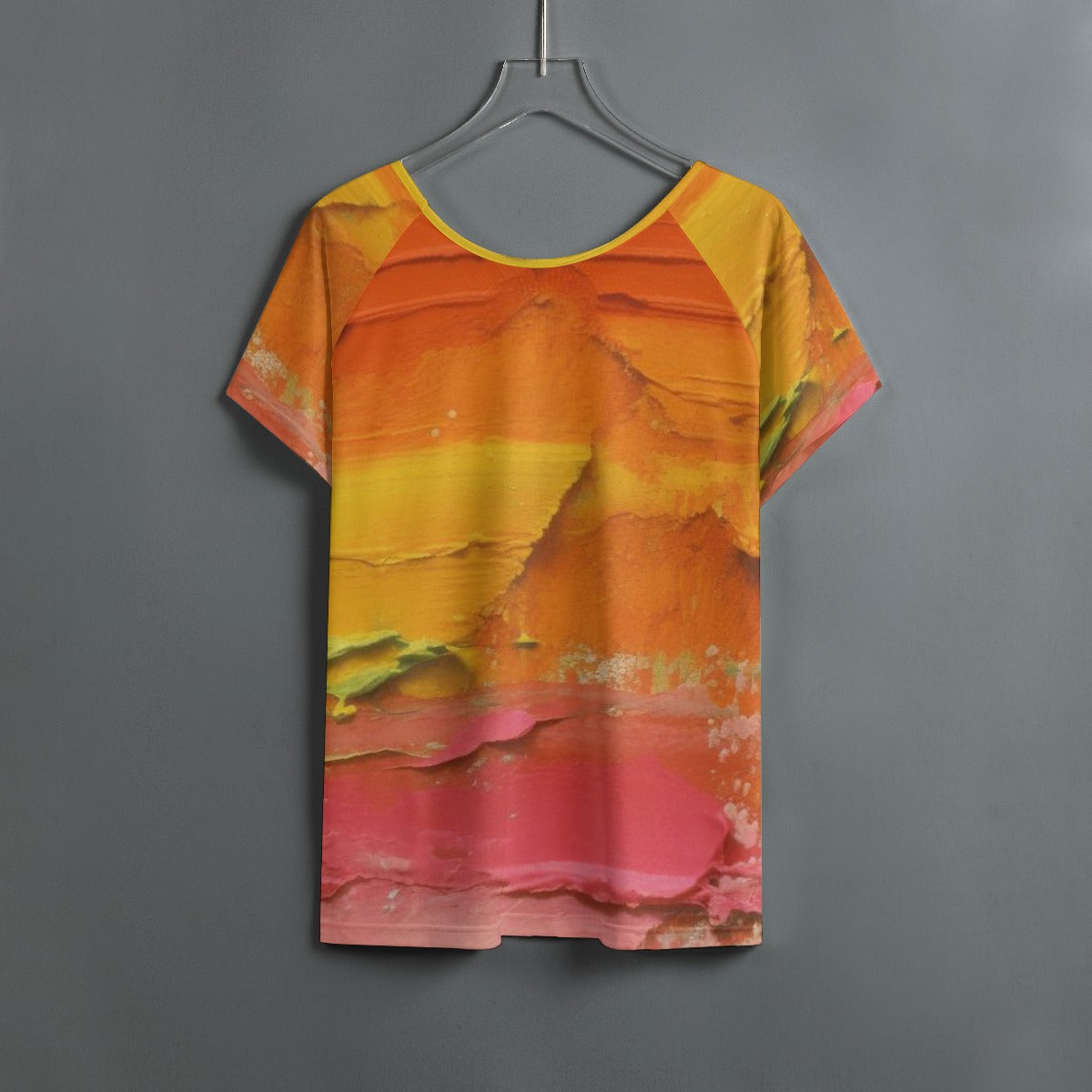All-Over Print Women's Round Neck T-shirt With Raglan Sleeve