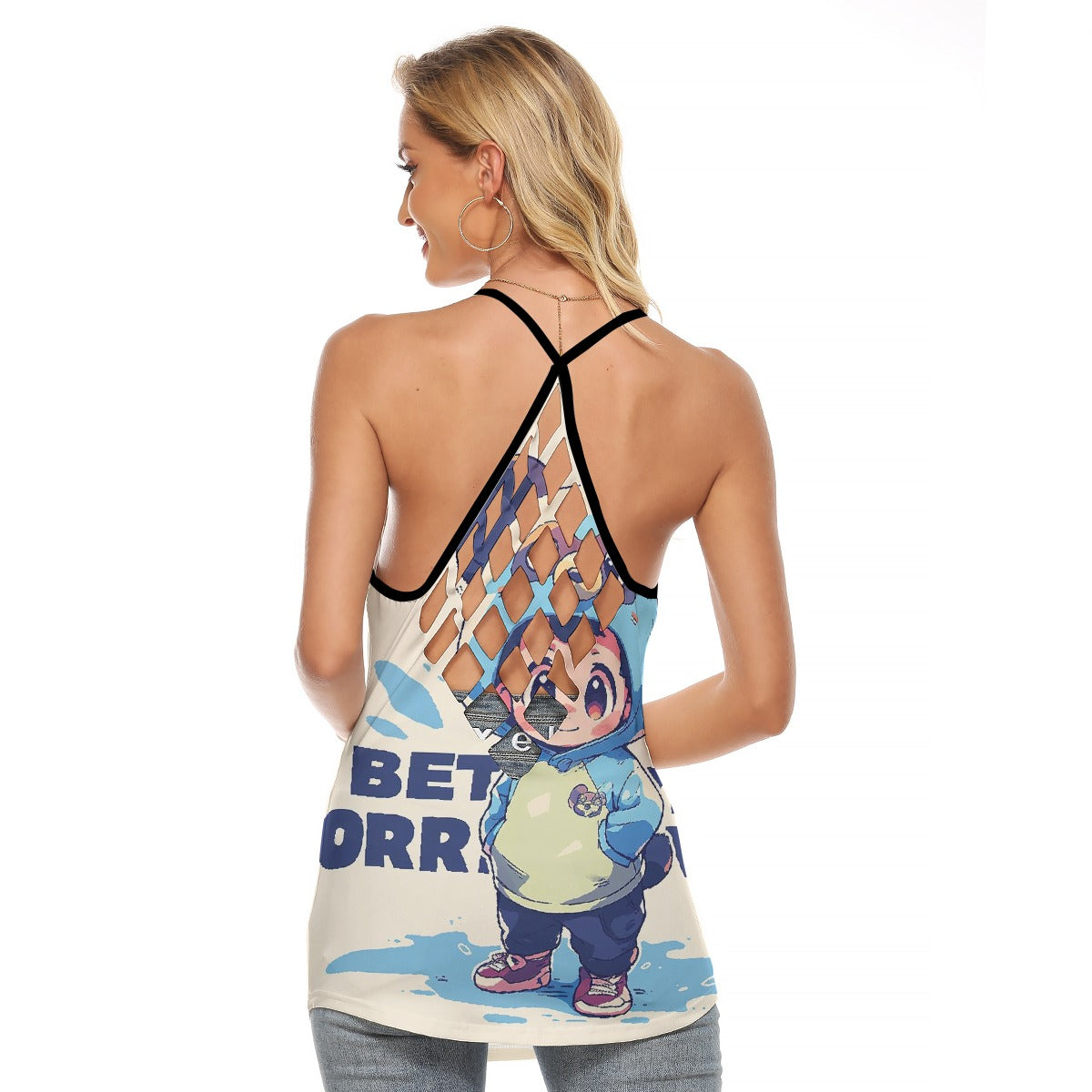 All-Over Print Women's Criss-Cross Open Back Tank Top