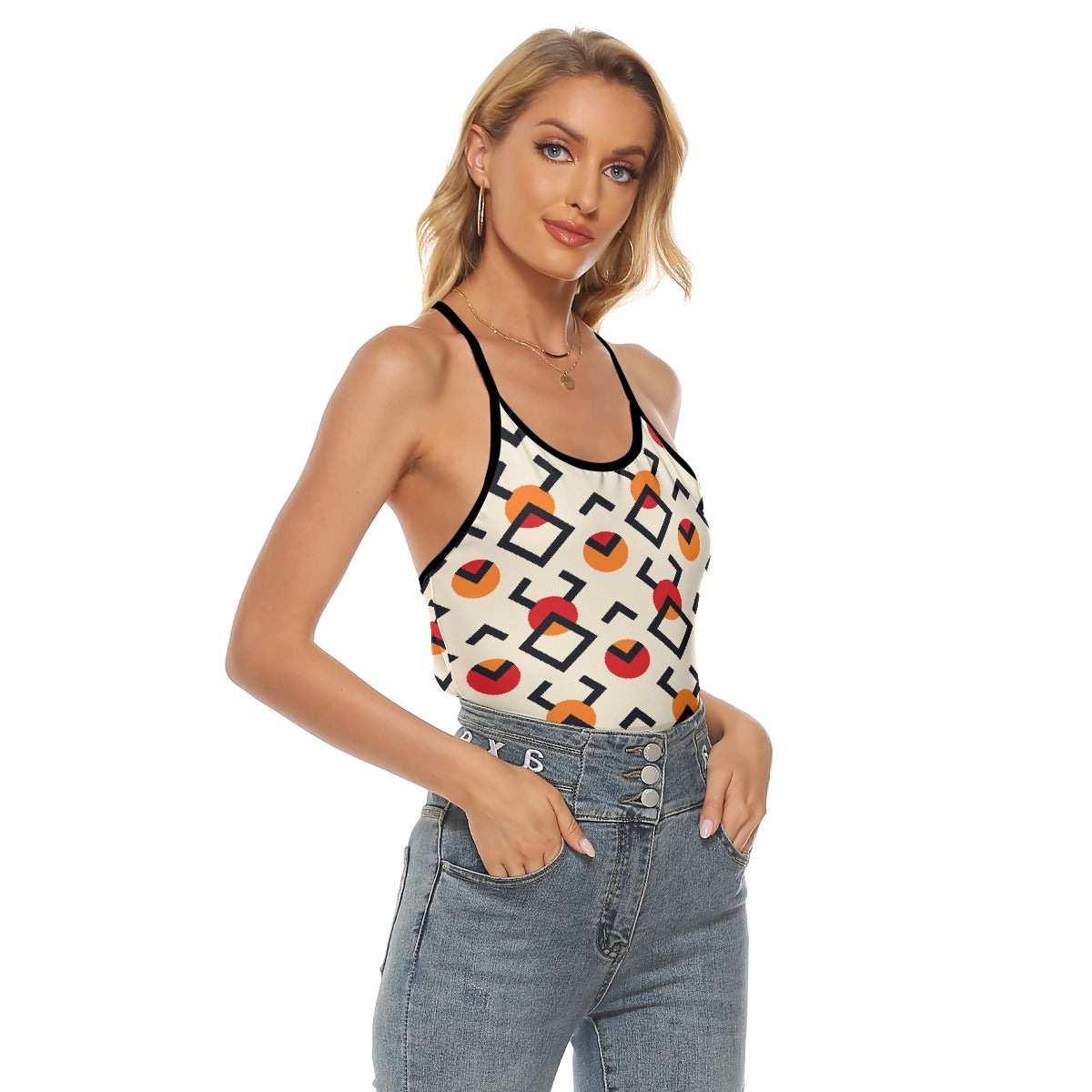 All-Over Print Women's Criss-Cross Open Back Tank Top