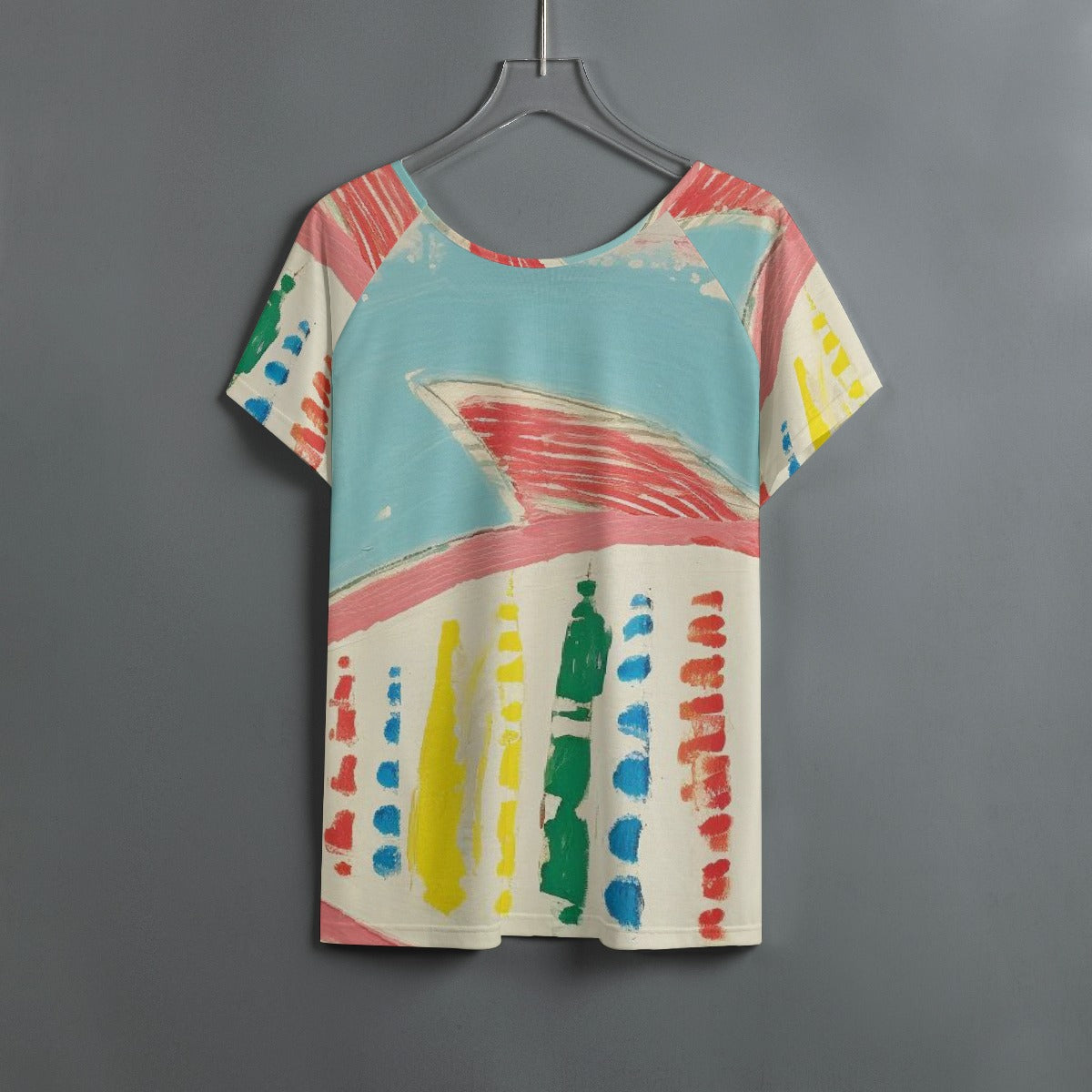 All-Over Print Women's Round Neck T-shirt With Raglan Sleeve
