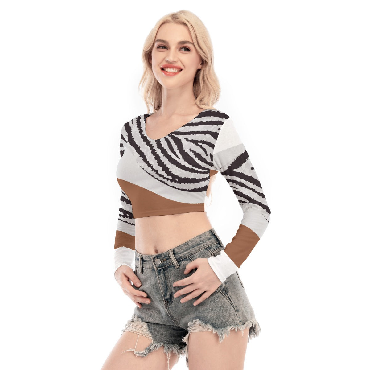 All-Over Print Women's Back Hollow T-shirt With Strap