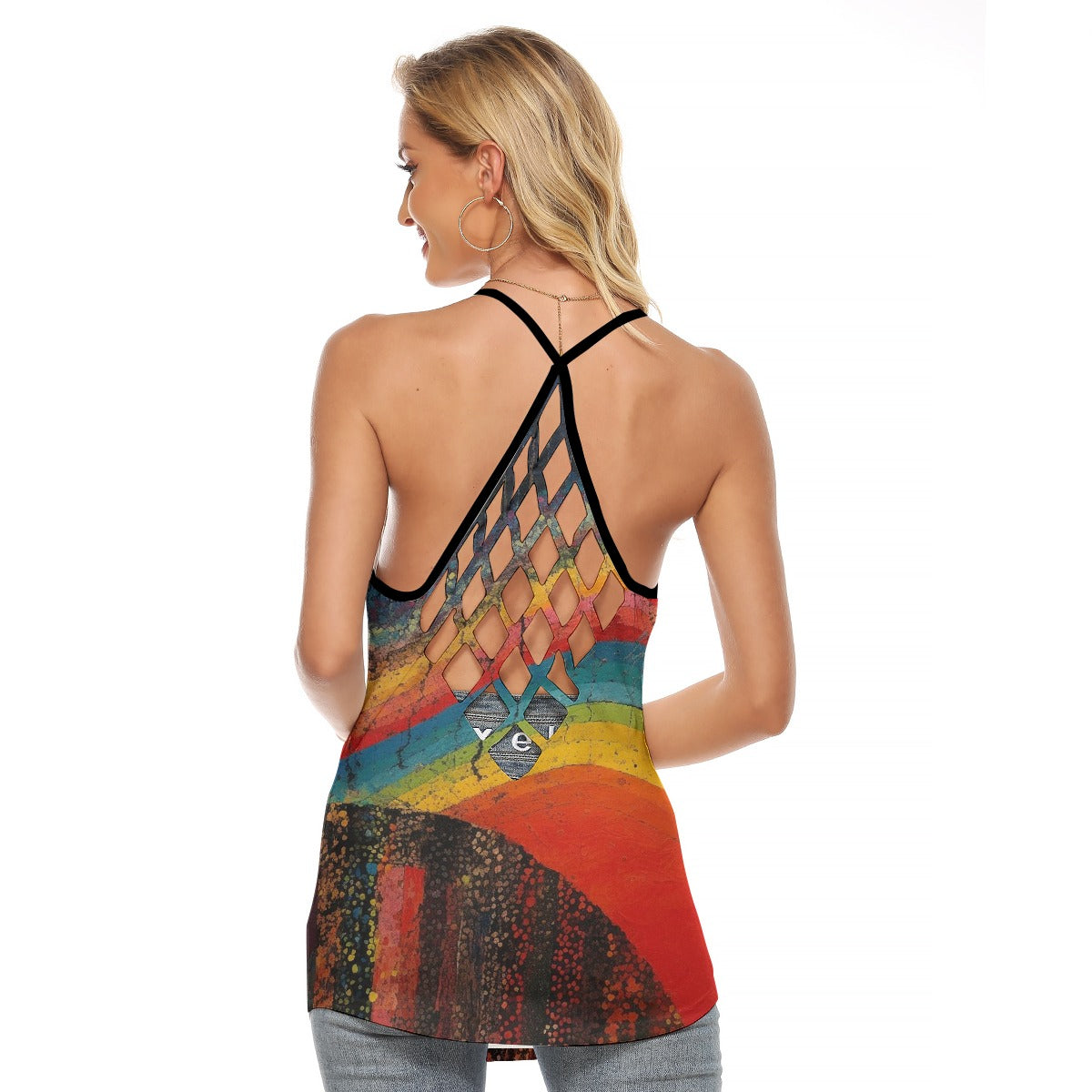 All-Over Print Women's Criss-Cross Open Back Tank Top