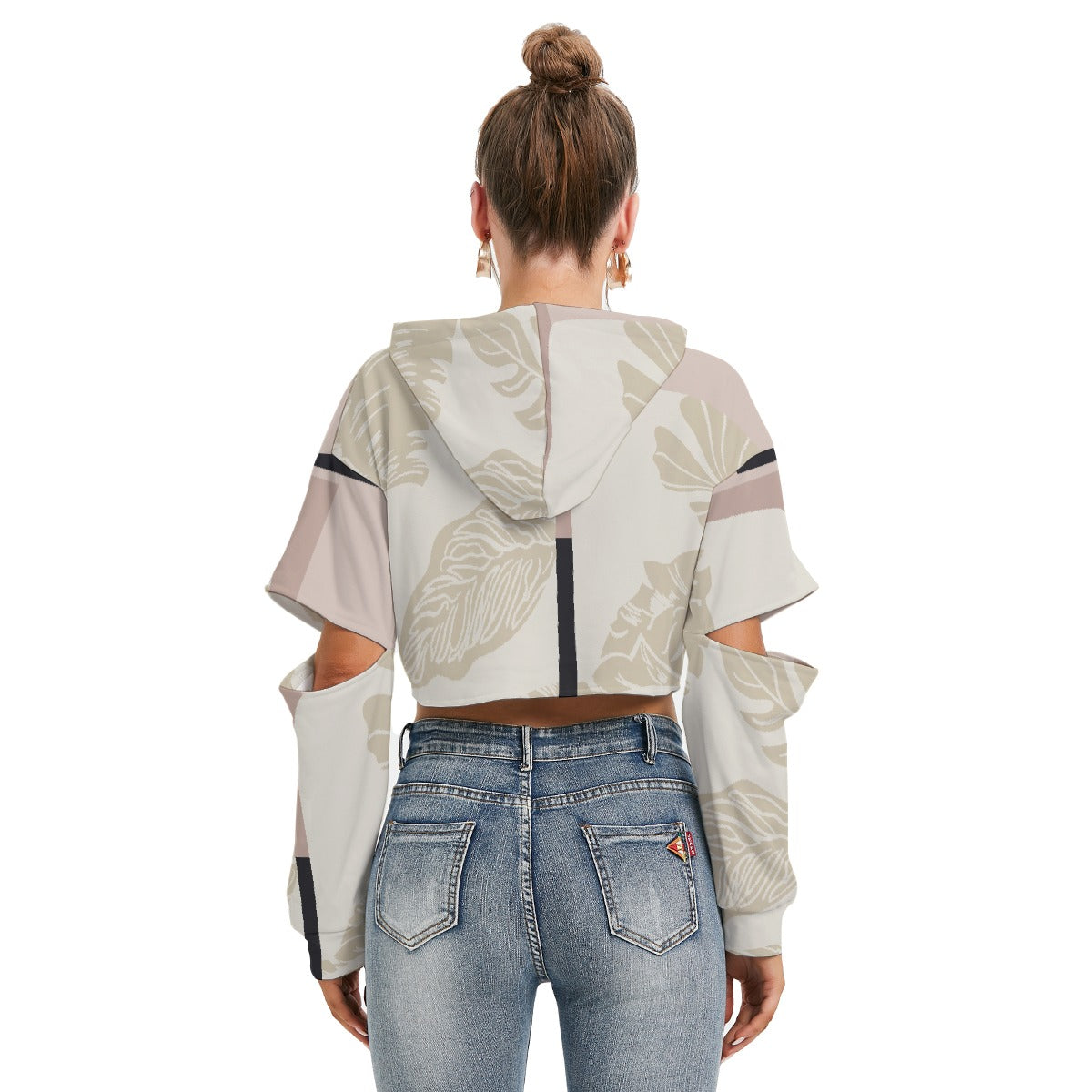 All-Over Print Women's Heavy Fleece Hoodie With Hollow Out Sleeve