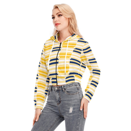 All-Over Print Women's Crop Top Hoodie With Zipper Closure
