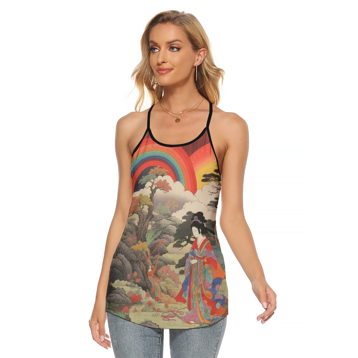 All-Over Print Women's Criss-Cross Open Back Tank Top