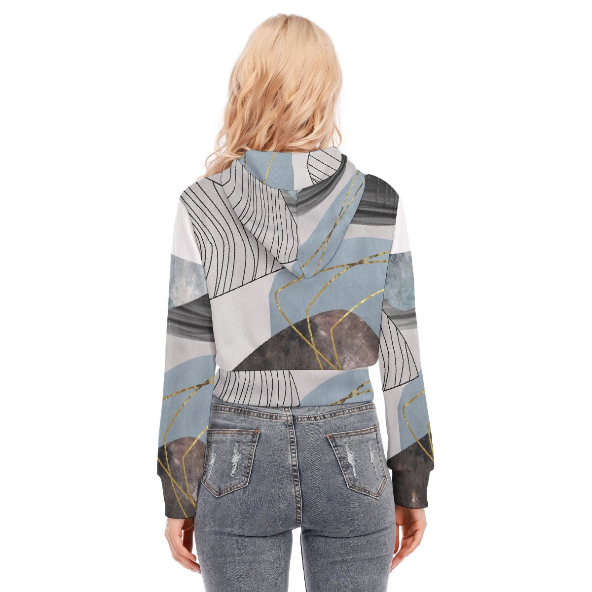 All-Over Print Women's Crop Top Hoodie With Zipper Closure