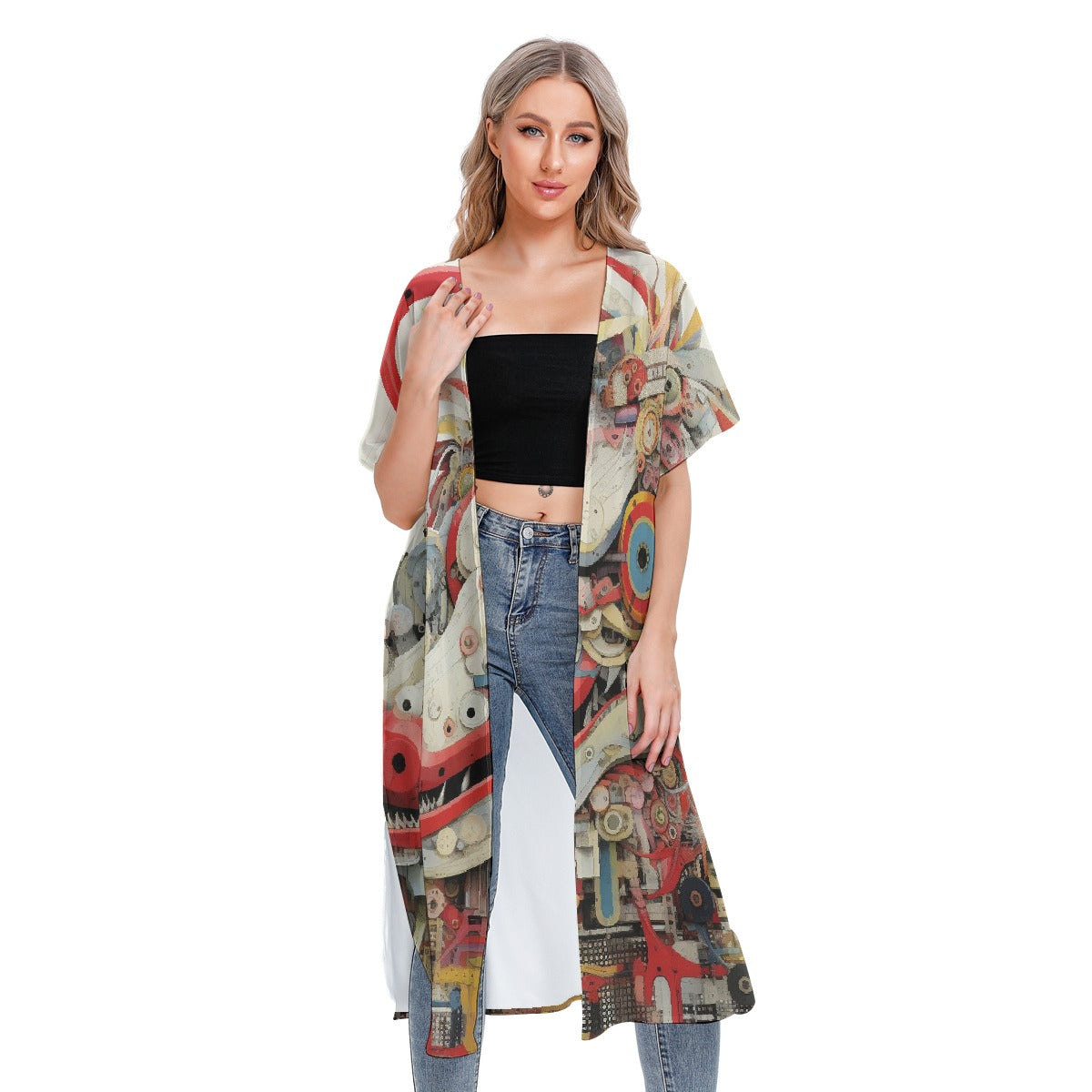 All-Over Print Women's Short Sleeve Cardigan
