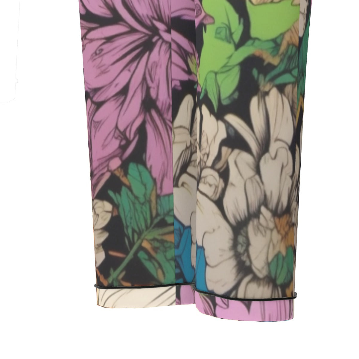 All-Over Print Women's Long Sleeve Pajama Set With Black Contrast Piping