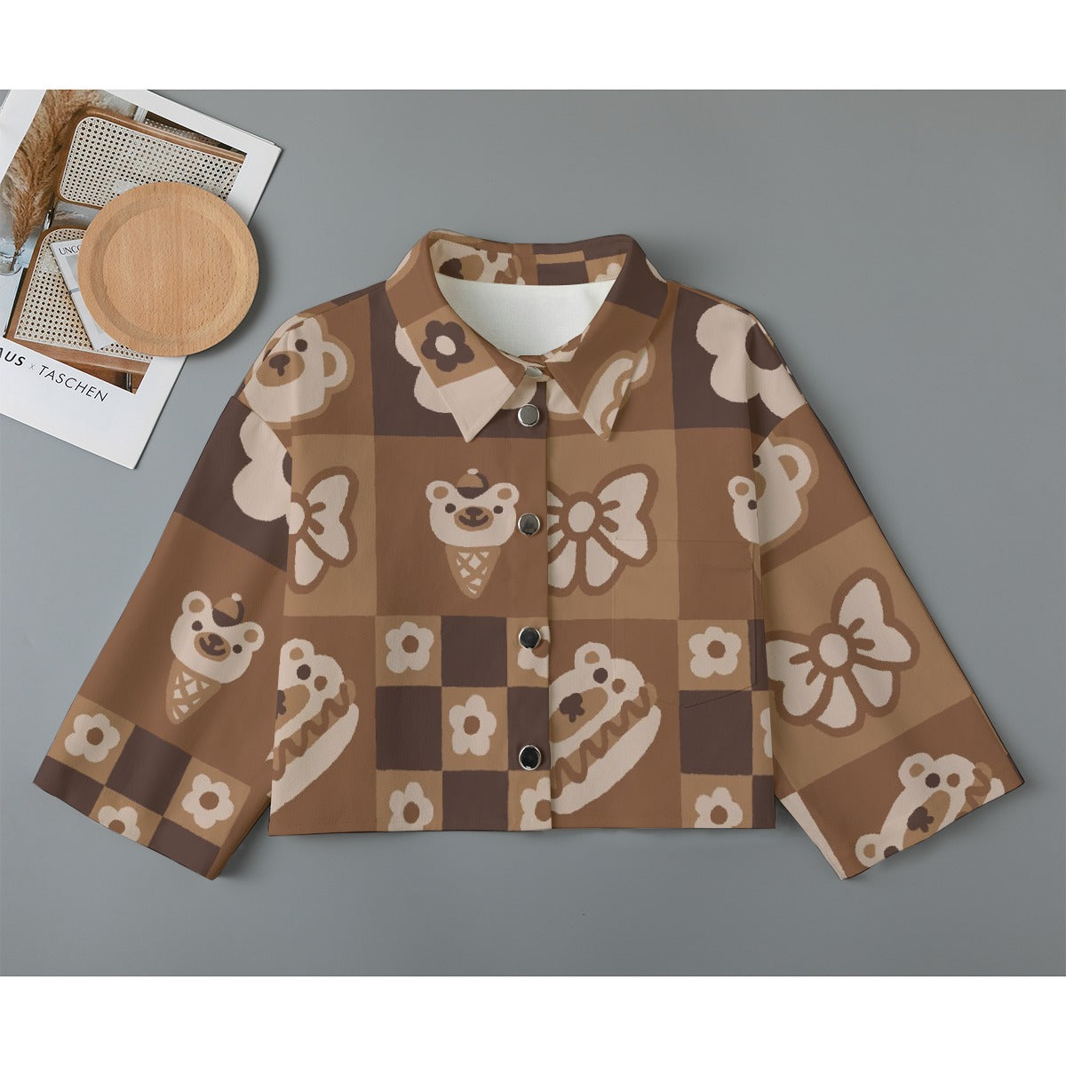 All-Over Print Women's Cropped Jacket | 245GSM Cotton