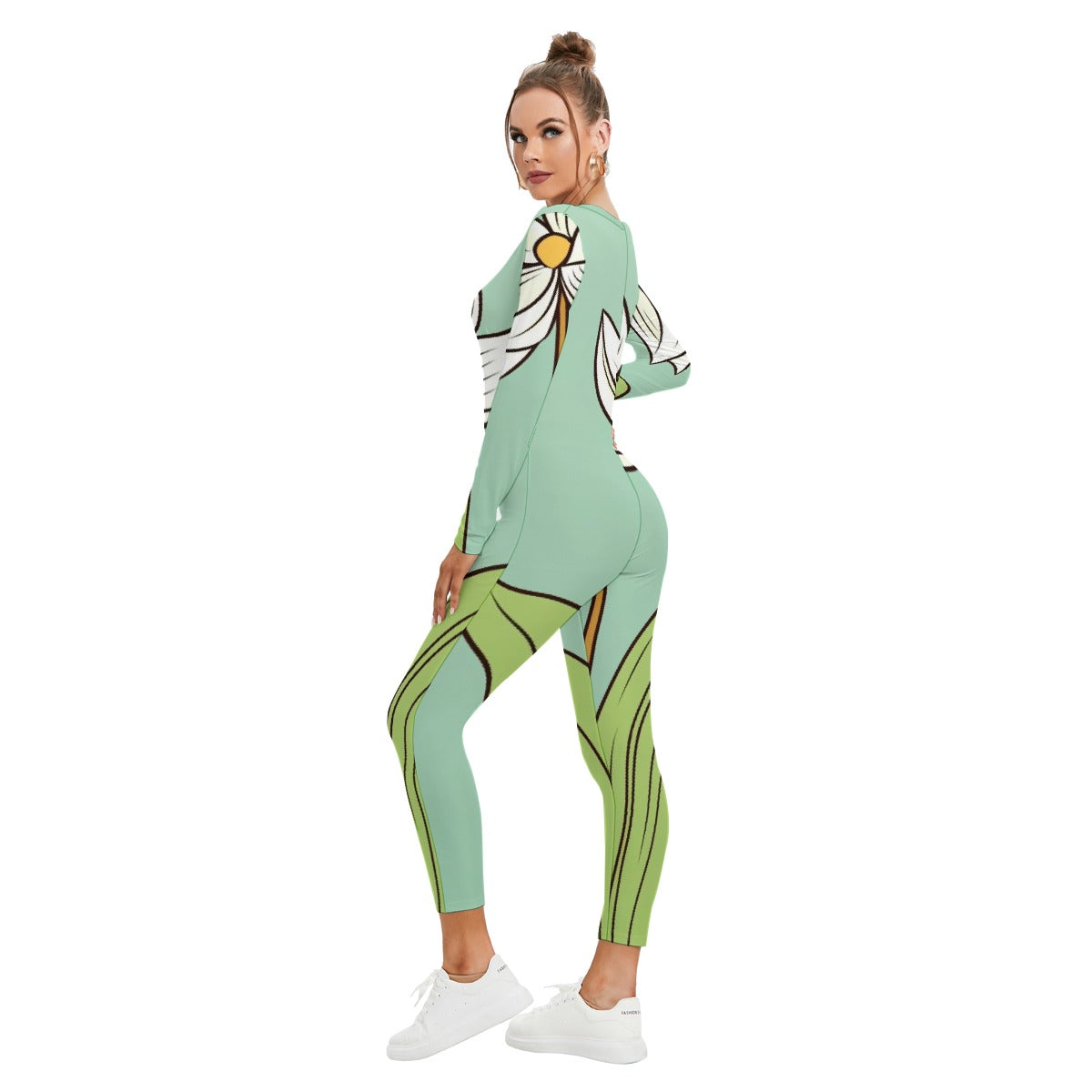 All-Over Print Women's Plunging Neck Jumpsuit