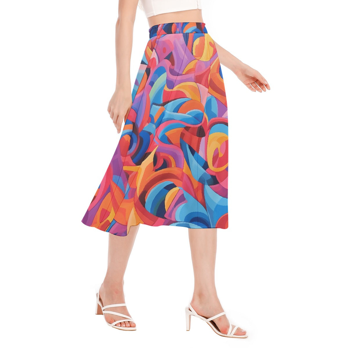 All-Over Print Women's Long Section Chiffon Skirt