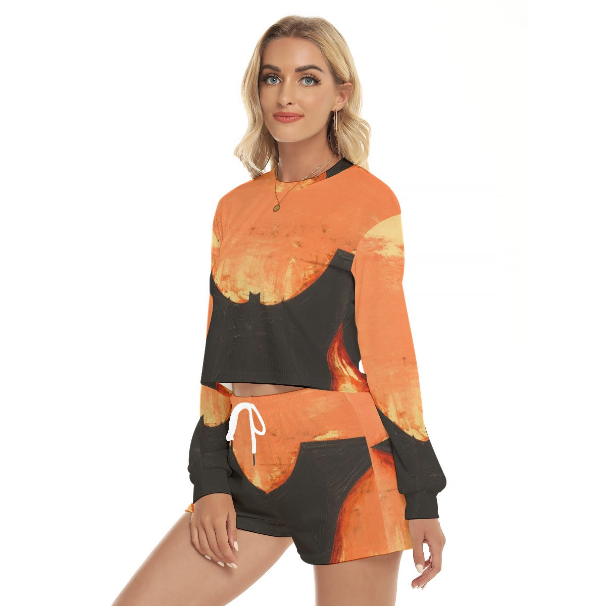 All-Over Print Women's Short Sweatshirt And Pants Suit