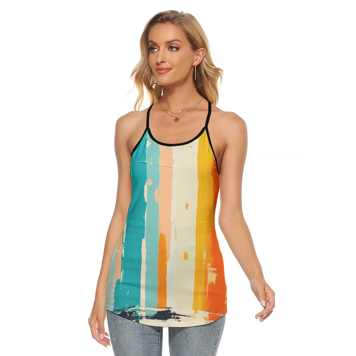 All-Over Print Women's Criss-Cross Open Back Tank Top