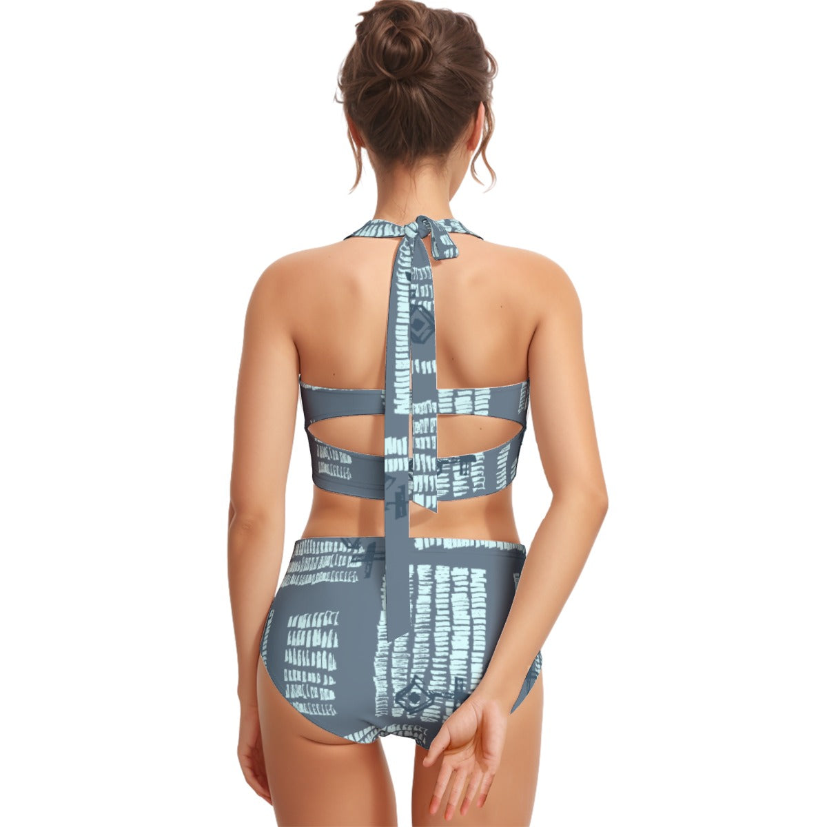 All-Over Print Women's Swimsuit Set With Halter