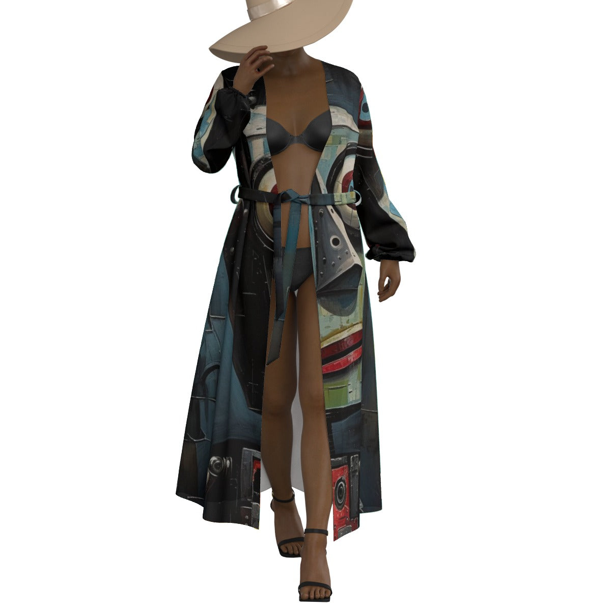 All-Over Print Women's Lace-up Chiffon Robe