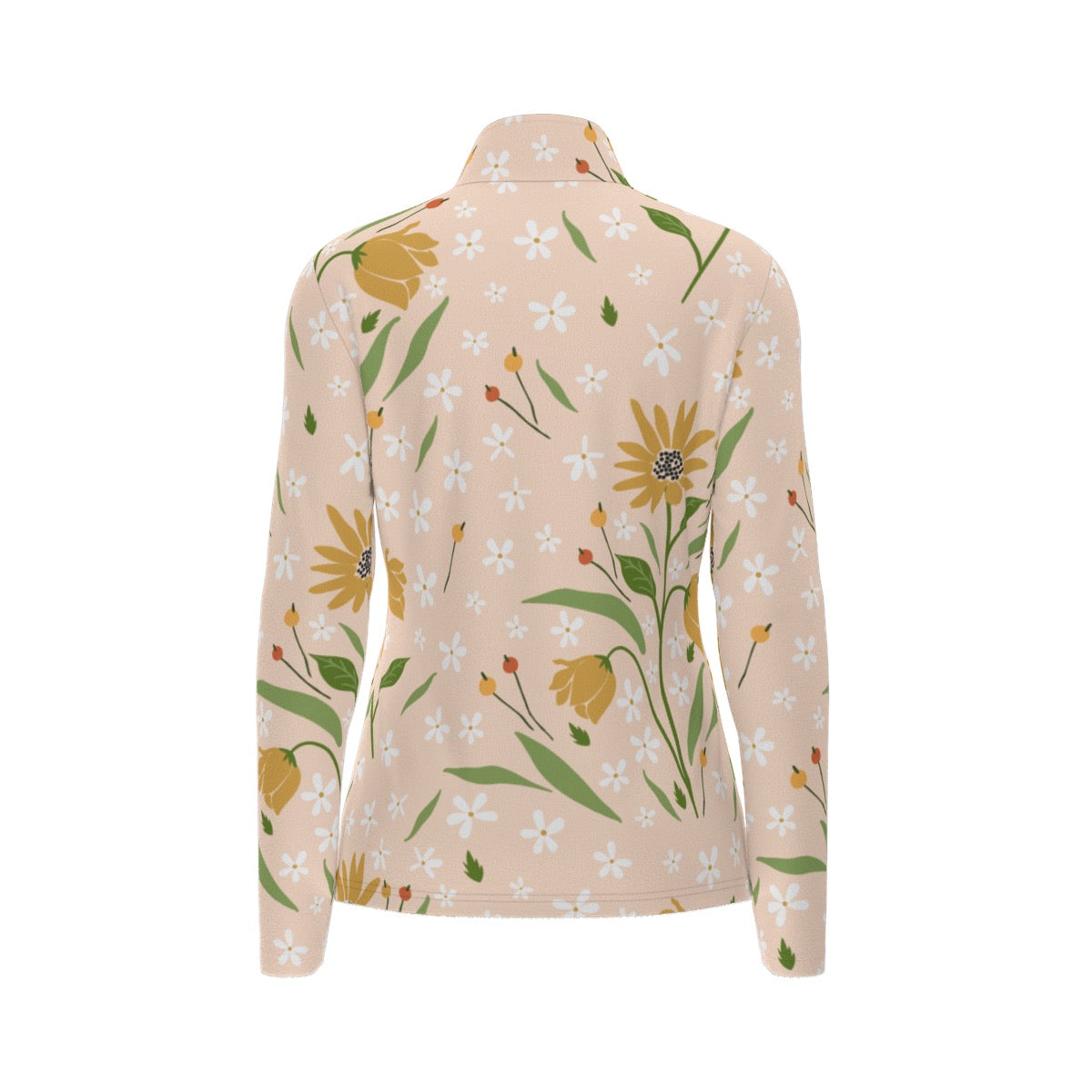 All-Over Print Women's Sports Collar Jersey With Long Sleeve