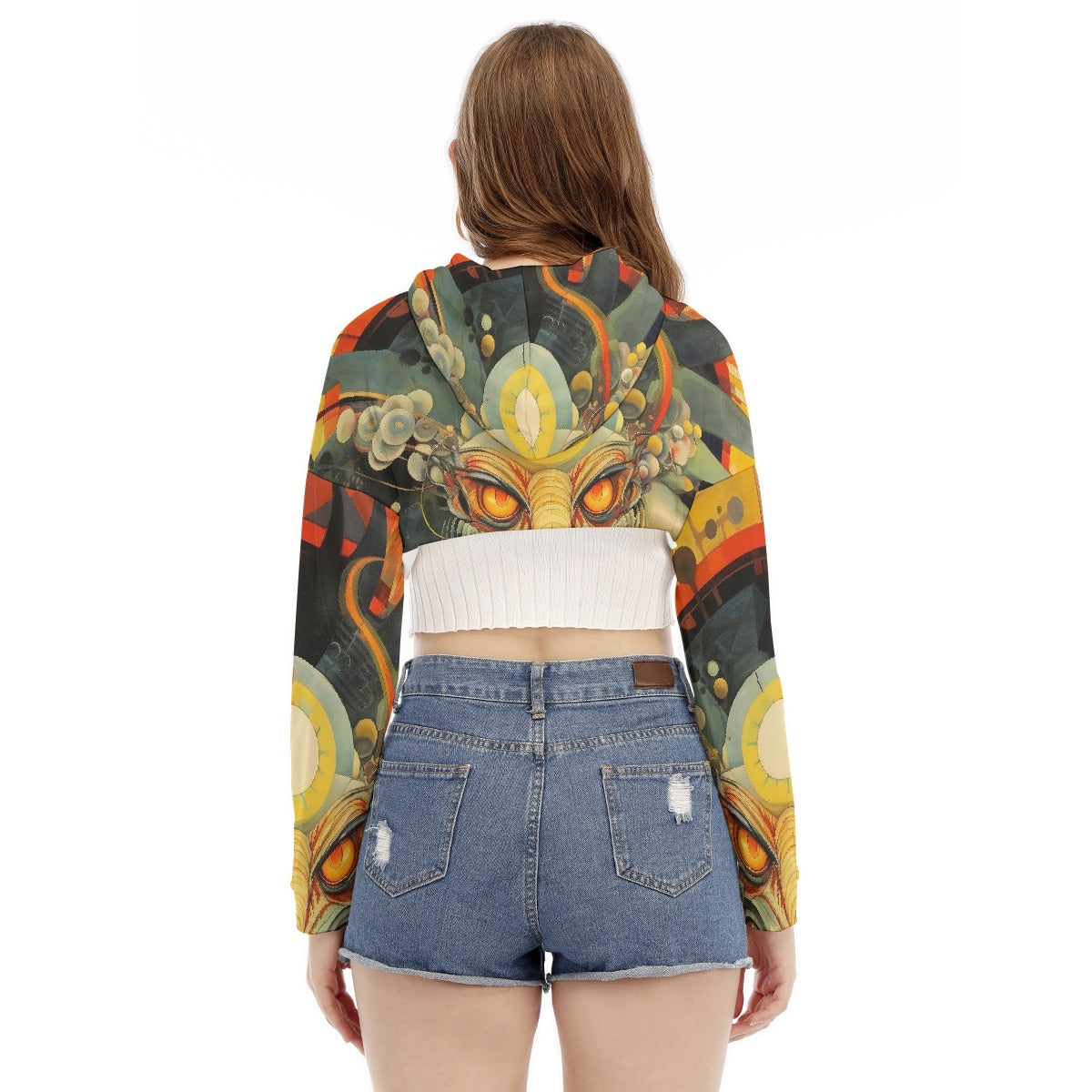 All-Over Print Women's Smock Short Hoodie With Long Sleeve