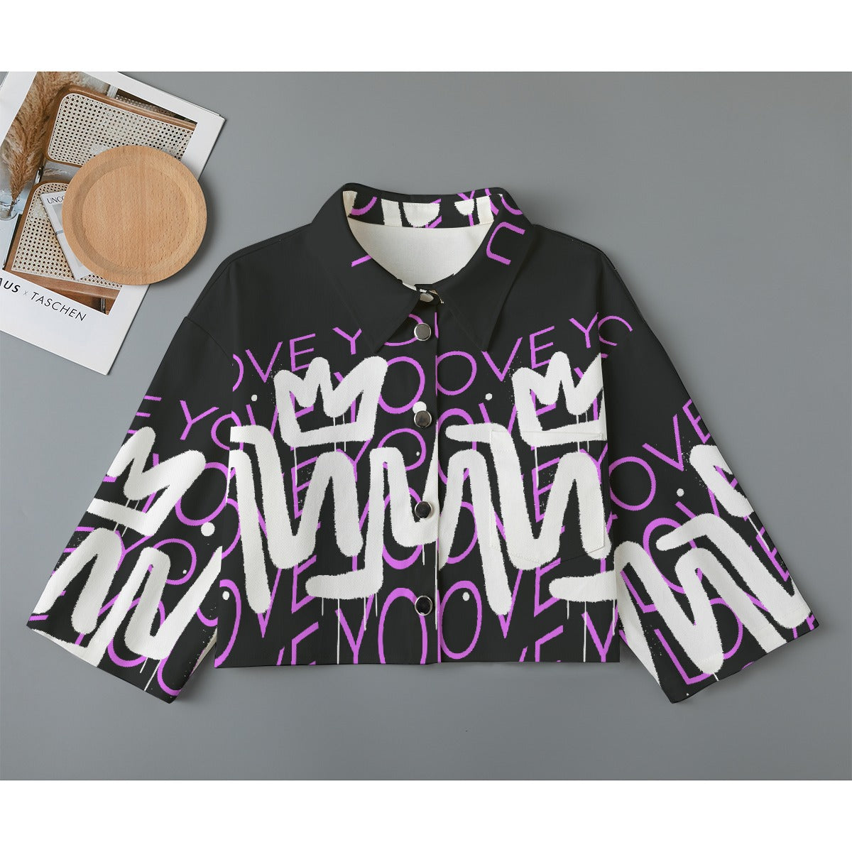 All-Over Print Women's Cropped Jacket | 245GSM Cotton