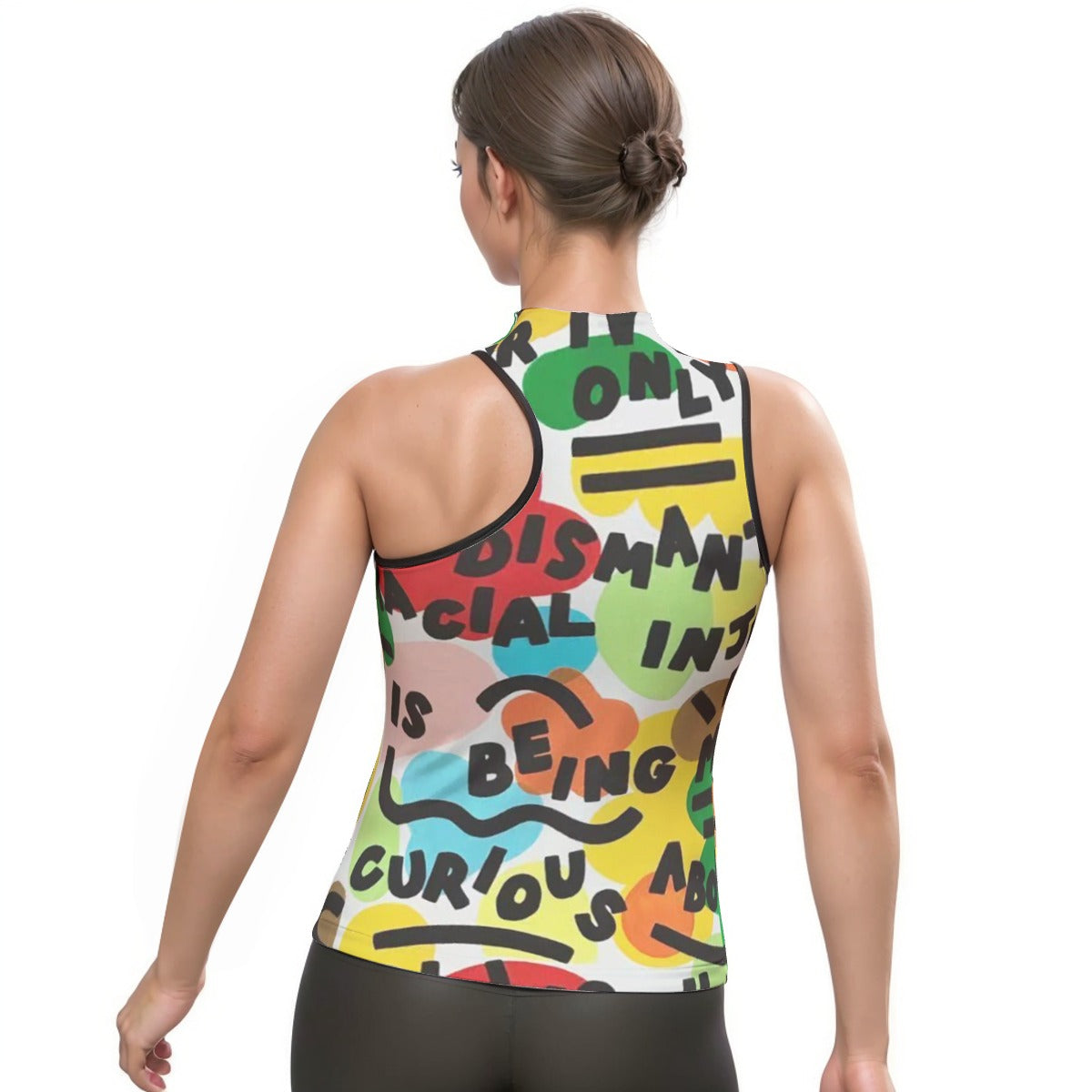 All-Over Print Women's Halter Sleeveless Asymmetrical Tank Top