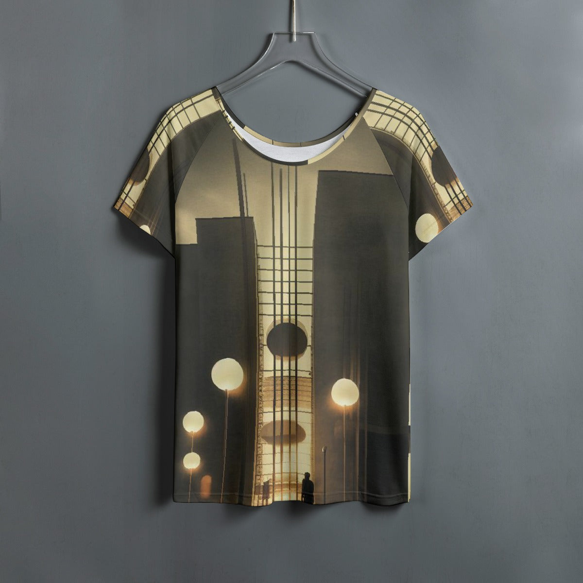 All-Over Print Women's Round Neck T-shirt With Raglan Sleeve