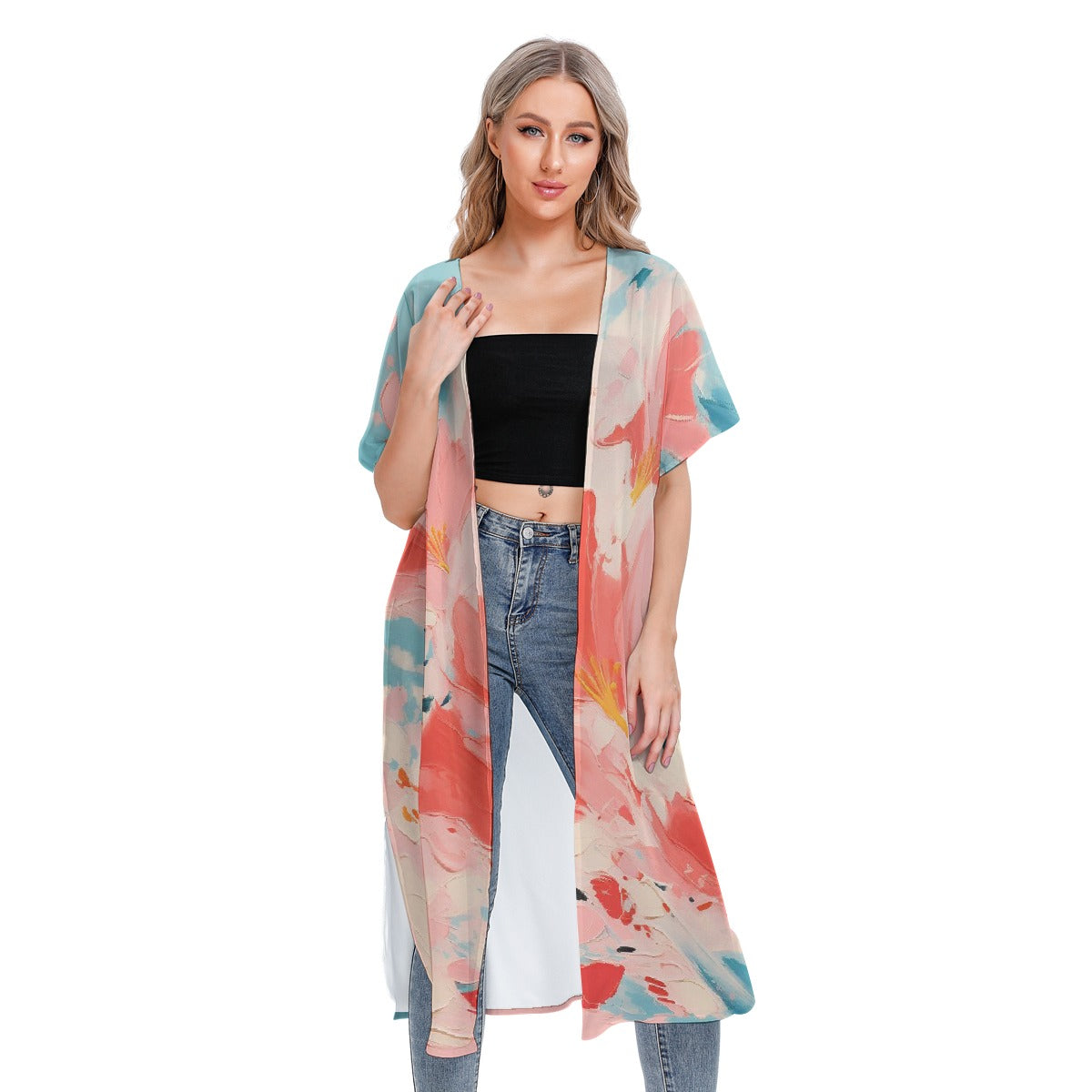 All-Over Print Women's Short Sleeve Cardigan