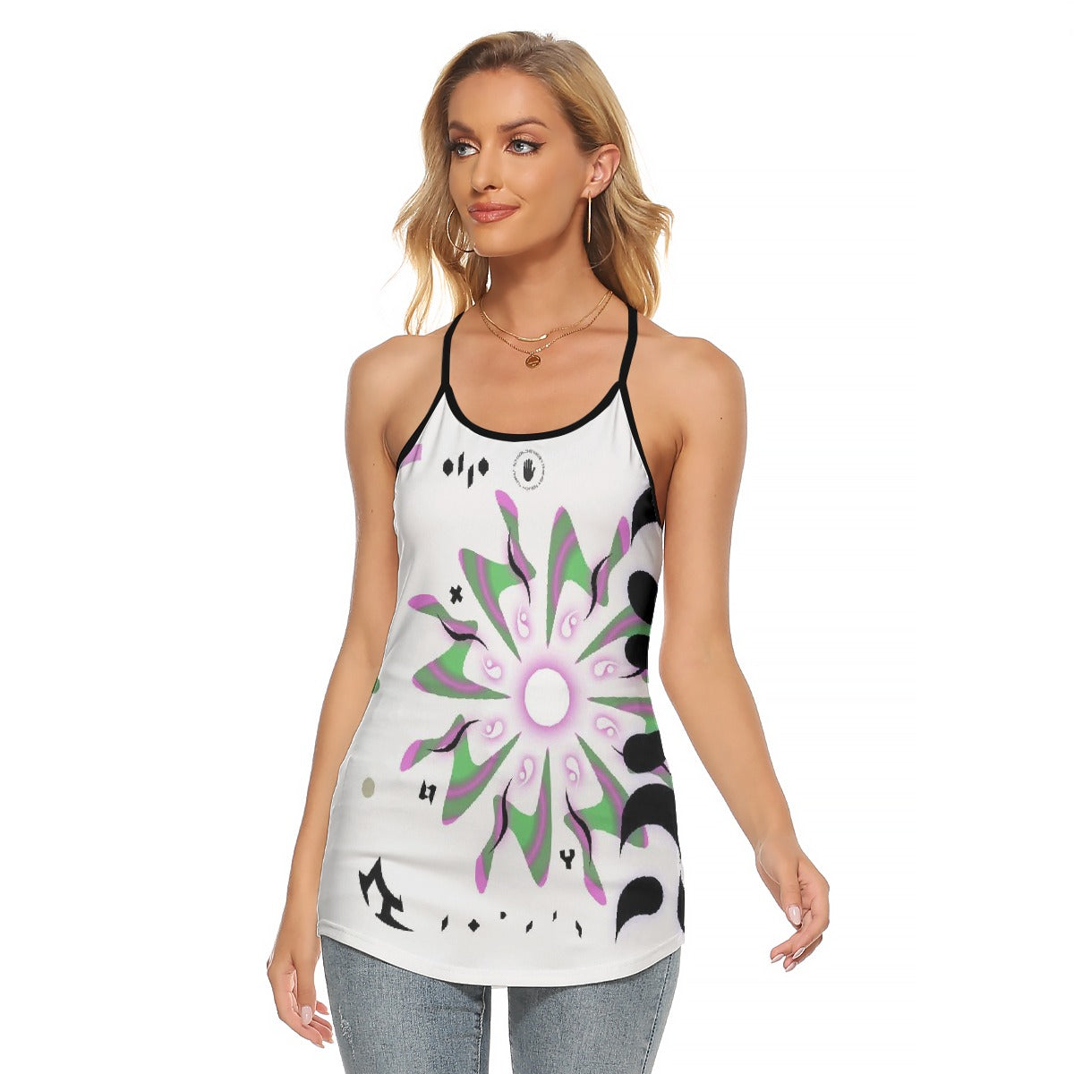 All-Over Print Women's Criss-Cross Open Back Tank Top