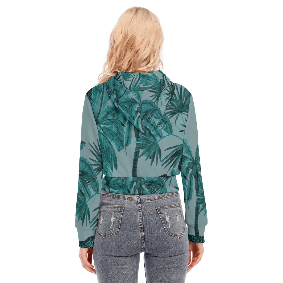 All-Over Print Women's Crop Top Hoodie With Zipper Closure