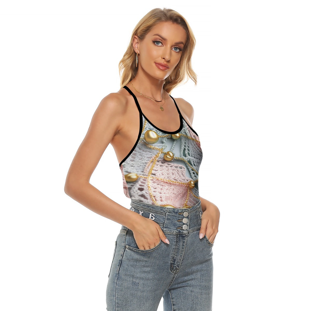 All-Over Print Women's Criss-Cross Open Back Tank Top
