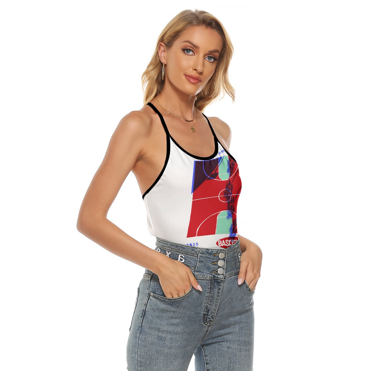 All-Over Print Women's Criss-Cross Open Back Tank Top