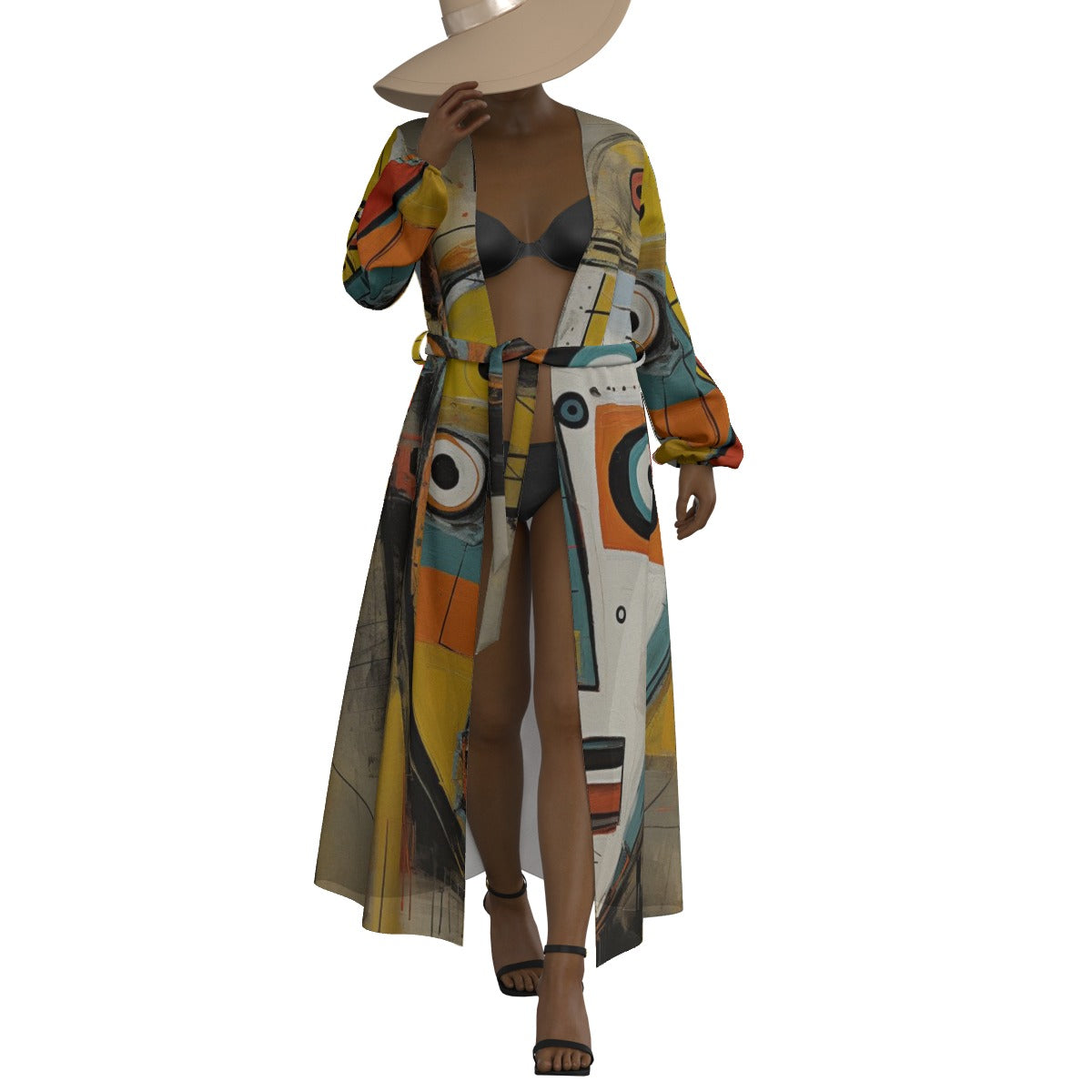 All-Over Print Women's Lace-up Chiffon Robe